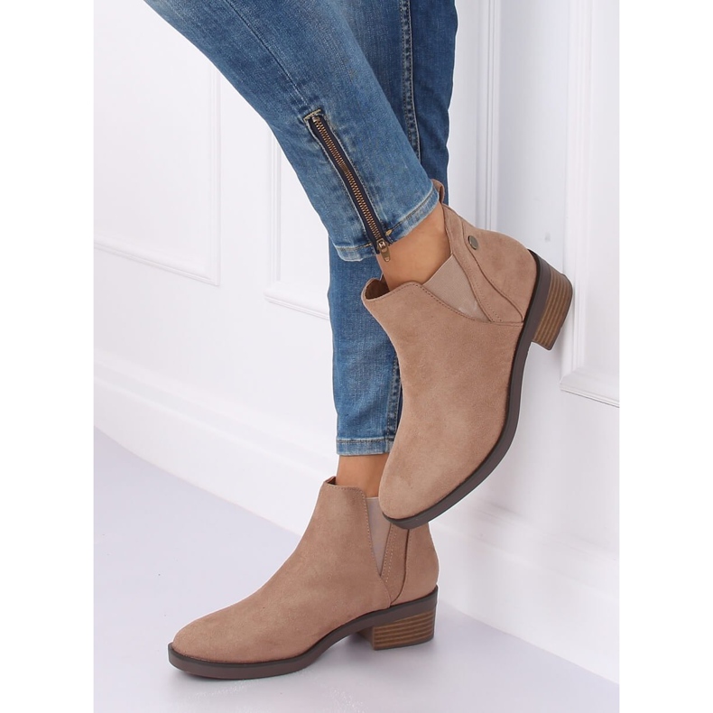 Cizme Chelsea bej pentru femei 8B978 Kaki 2