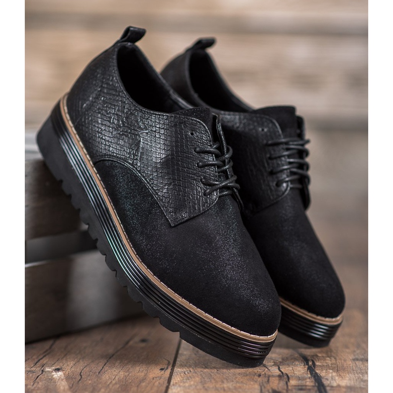 SHELOVET Încălțăminte pe platforma cu șarpe negru 1