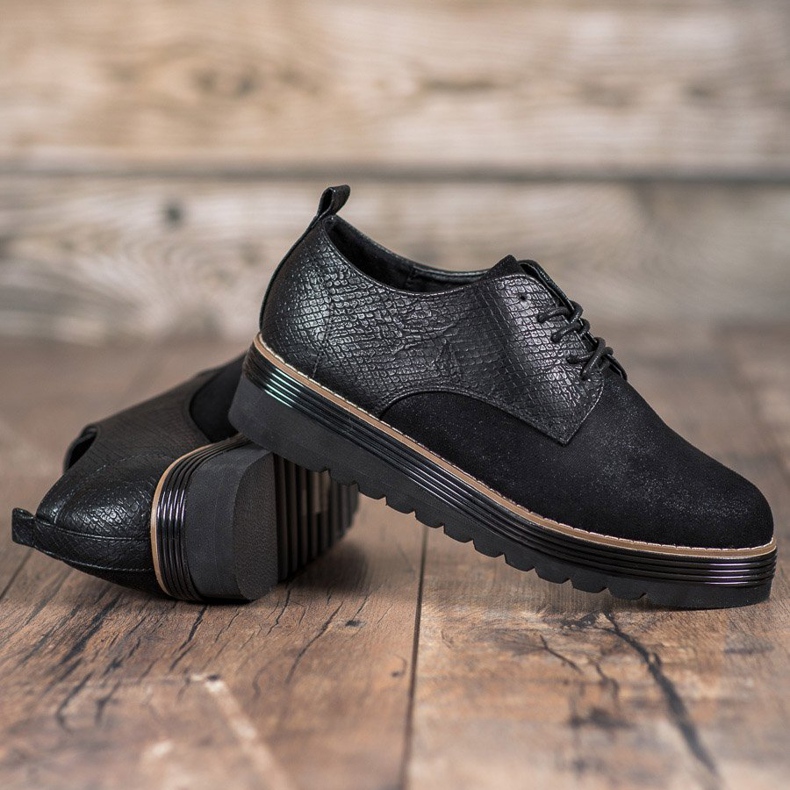 SHELOVET Încălțăminte pe platforma cu șarpe negru 2