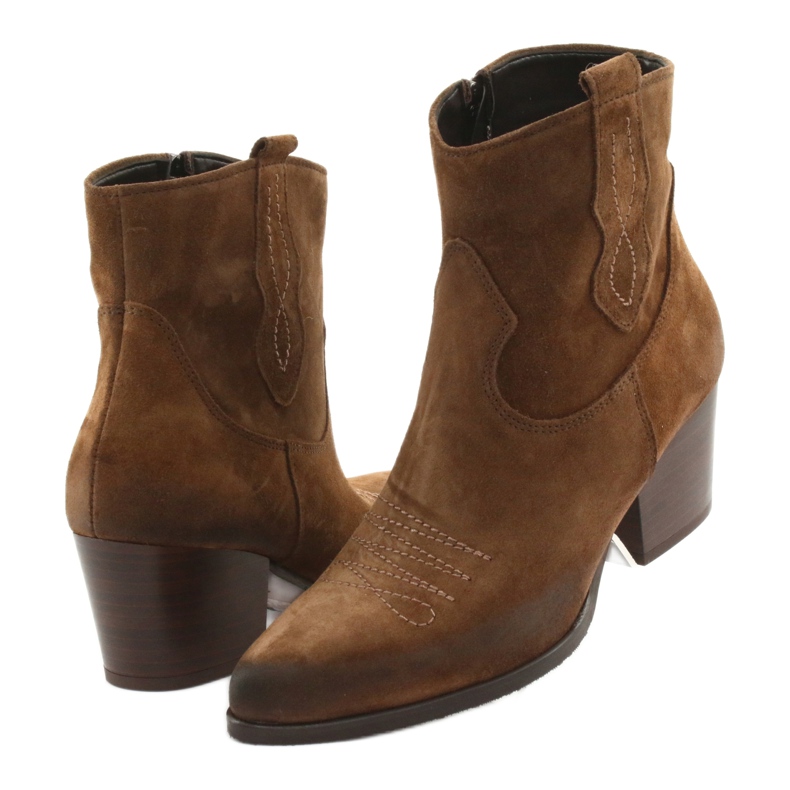 Cizme de cowboy Gamis 3837 din piele de căprioară maro 3