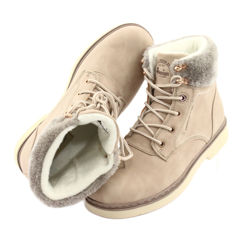 American Club American Boots Dantelă pentru femei -Up Beige RH47 bej 6