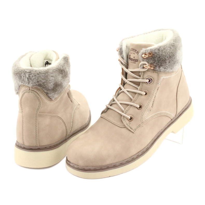 American Club American Boots Dantelă pentru femei -Up Beige RH47 bej 4
