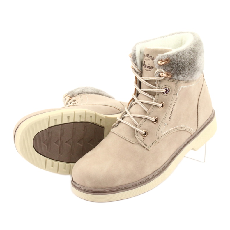 American Club American Boots Dantelă pentru femei -Up Beige RH47 bej 5