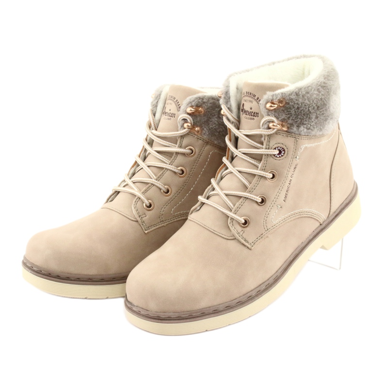 American Club American Boots Dantelă pentru femei -Up Beige RH47 bej 3