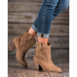 Small Swan Cizme de cowboy cu toc înalt maro 1