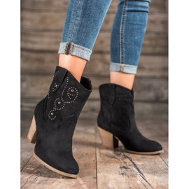 Small Swan Cizme de cowboy cu toc înalt negru 1