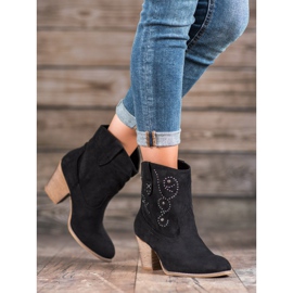 Small Swan Cizme de cowboy cu toc înalt negru 2