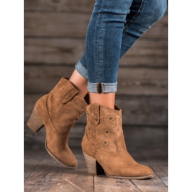 Small Swan Cizme de cowboy cu toc înalt maro 1