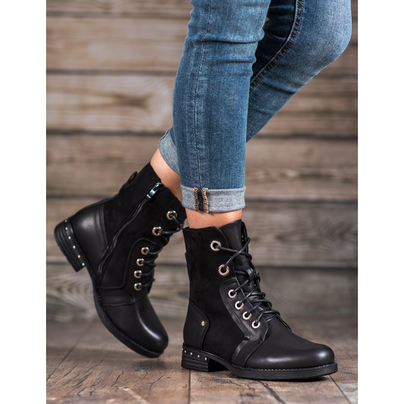 Seastar Cizme cu toc plat negru 2 Seastar Cizme cu toc plat negru 2