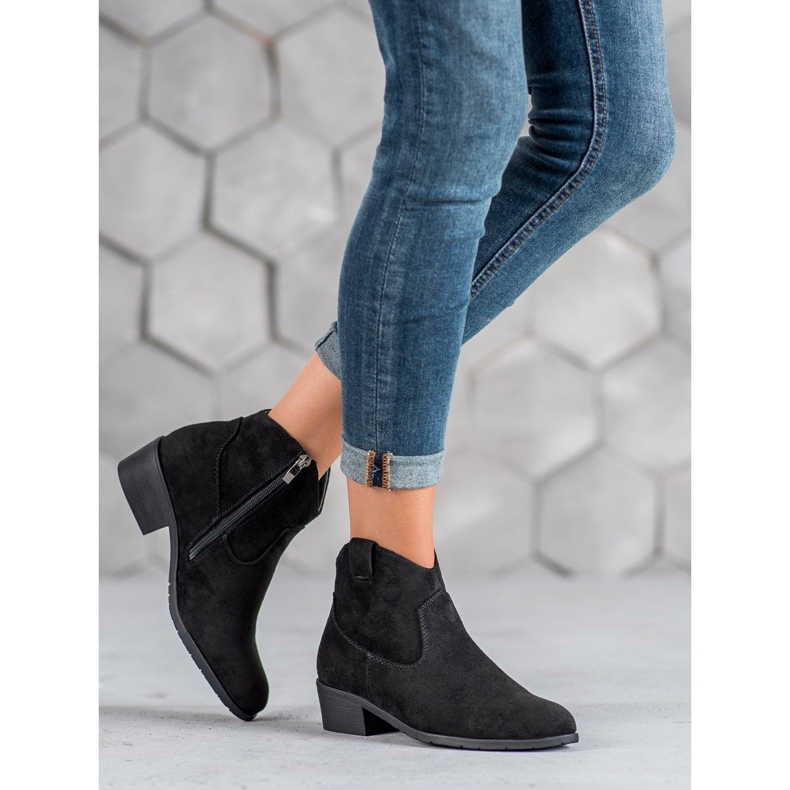 Filippo Cizme de cowboy din piele de căprioară negru 1