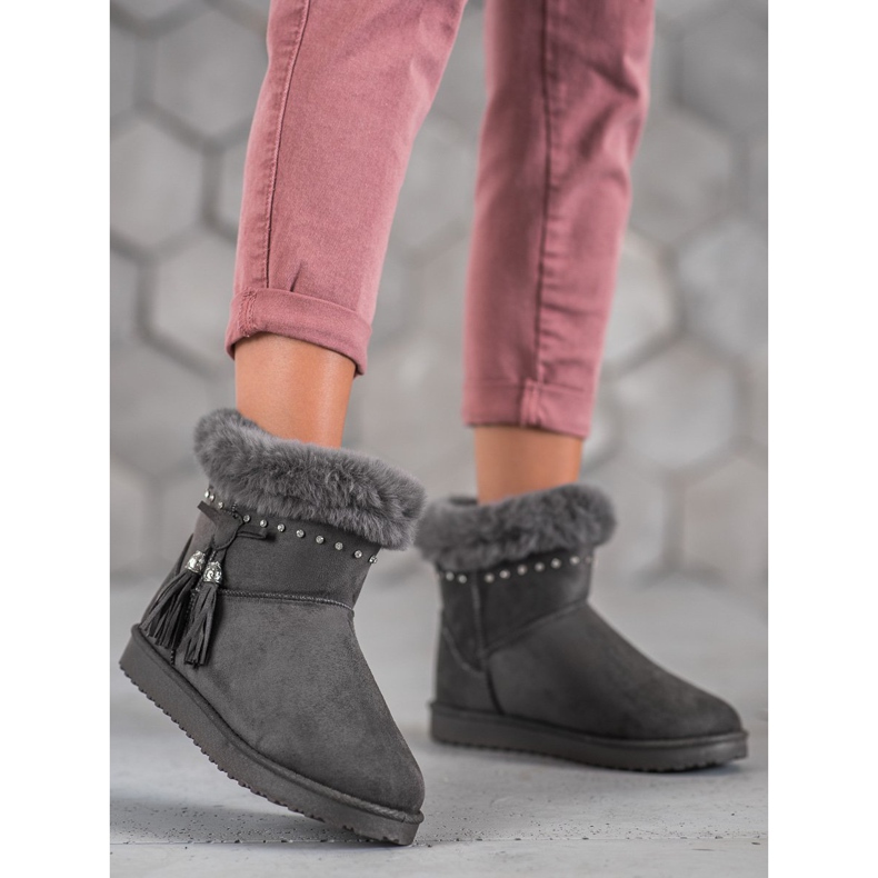 SHELOVET Mukluki Cu Cristale gri 1