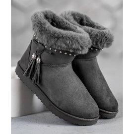 SHELOVET Mukluki Cu Cristale gri 2