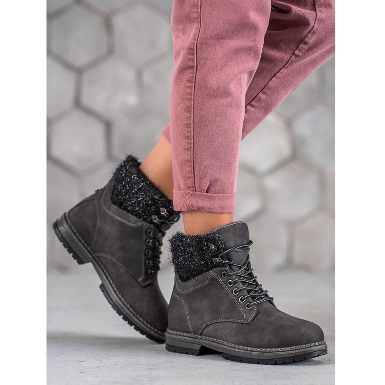 SHELOVET Trappers With Glitter negru 2