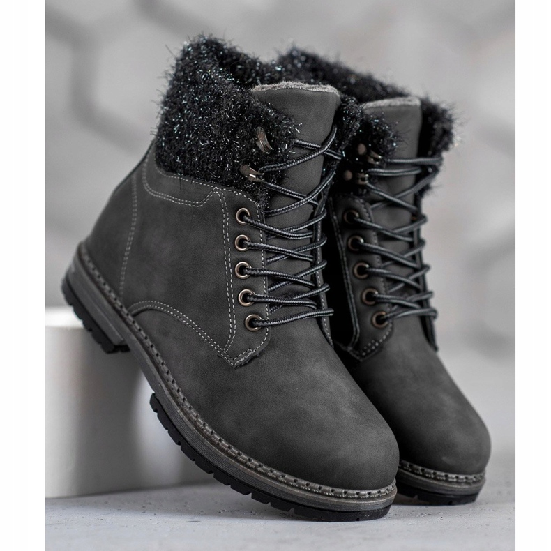 SHELOVET Trappers With Glitter negru 1