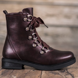 SHELOVET Ghete cu dantelă roșu multicolor 2