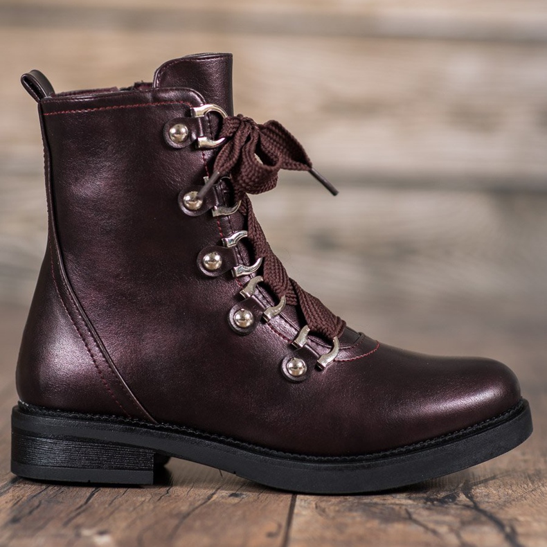 SHELOVET Ghete cu dantelă roșu multicolor 2