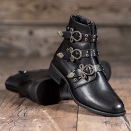 Anesia Paris Cizme negre cu catarame negru 1