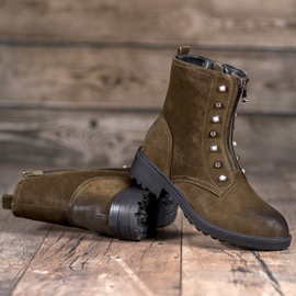 S. BARSKI Cizme Înalte Cu Mărgele verde 2