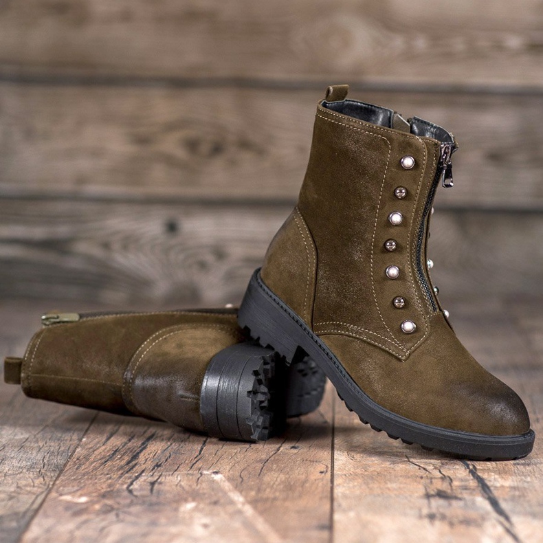 S. BARSKI Cizme Înalte Cu Mărgele verde 2