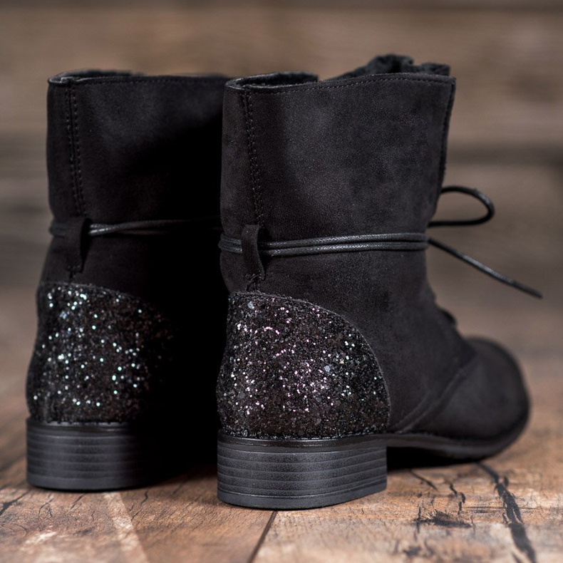 S. BARSKI Cizme negre cu dantelă negru 1 S. BARSKI Cizme negre cu dantelă negru 1