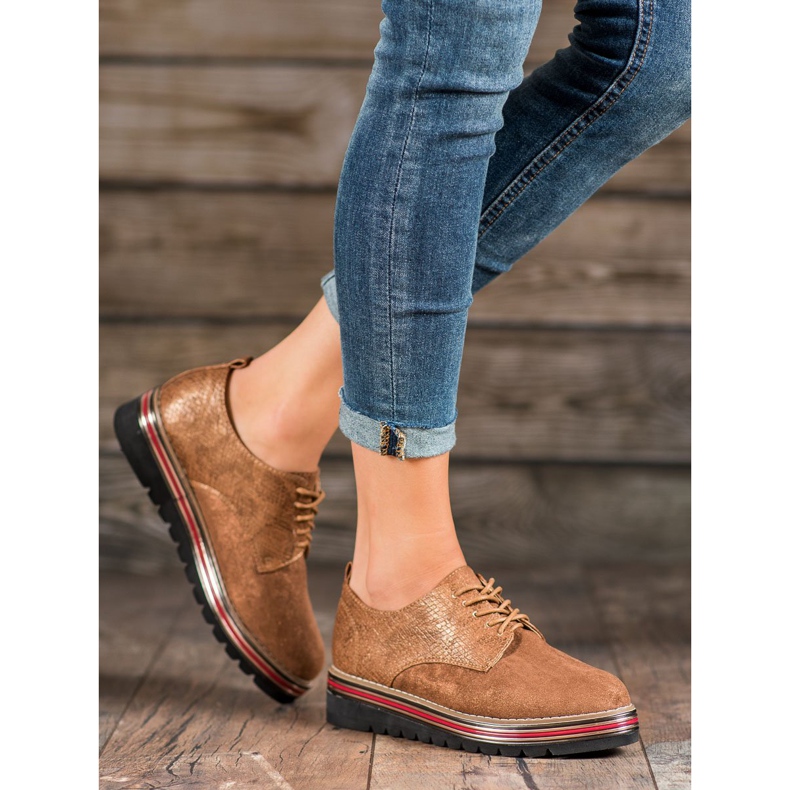 SHELOVET Încălțăminte pe platforma cu șarpe maro 1