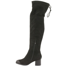 M.Daszyński Cizme peste genunchi din piele de căprioară neagră 1715 negru 2