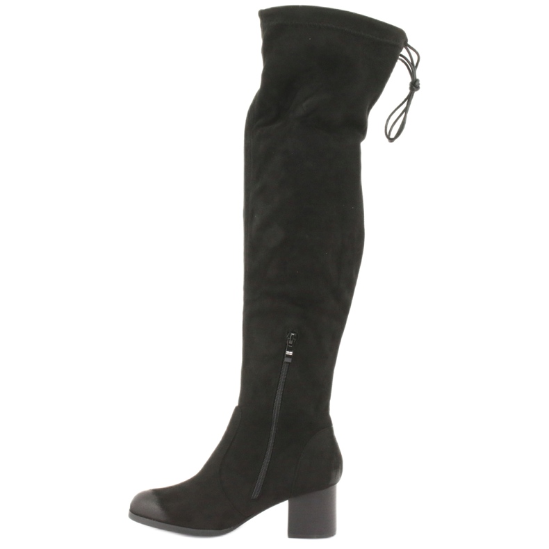 M.Daszyński Cizme peste genunchi din piele de căprioară neagră 1715 negru 2