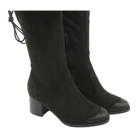 M.Daszyński Cizme peste genunchi din piele de căprioară neagră 1715 negru 5