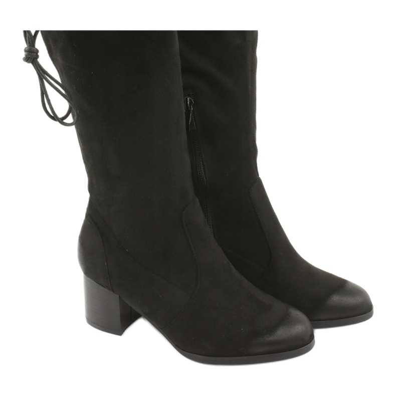 M.Daszyński Cizme peste genunchi din piele de căprioară neagră 1715 negru 5