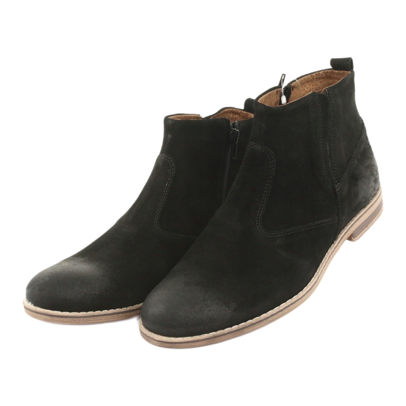 Riko Cizme Chelsea din piele intoarsa cu fermoar, neizolate, negre negru 3