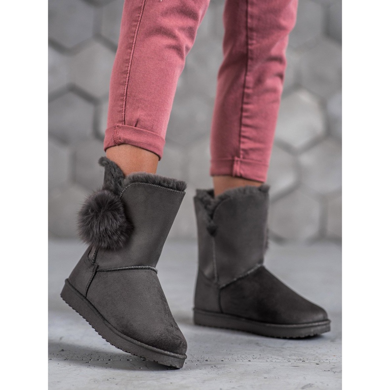 SHELOVET Mukluki Cu Pompom gri 1