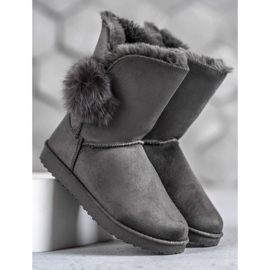SHELOVET Mukluki Cu Pompom gri 2