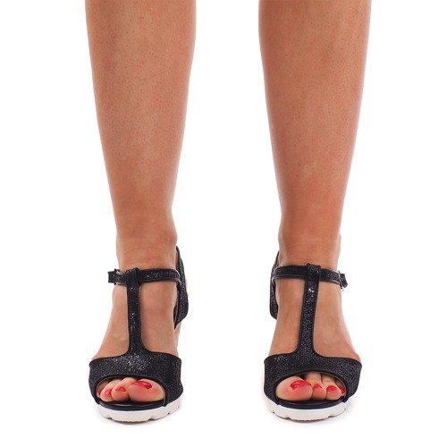 Sandale negre pe pană YH2709 negru 1