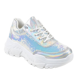 Pantofi sport argintii cu paiete W-3118 gri 1