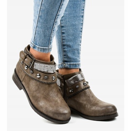 Cizme maro decorate cu fermoar LL178 2