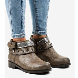 Cizme maro decorate cu fermoar LL178 1