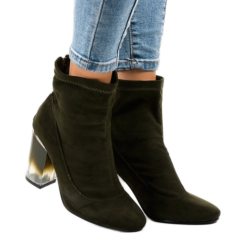 Cizme din piele de căprioară verzi pe stâlpul H8-93 verde 2 Cizme din piele de căprioară verzi pe stâlpul H8-93 verde 2