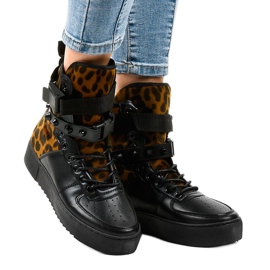 Adidași negri plate Y-205 negru multicolor 1