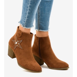 Cizme din piele de căprioară maro pe steaua L88-163 1