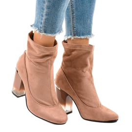 Cizme din piele de căprioară roz pe stâlpul H8-93 1