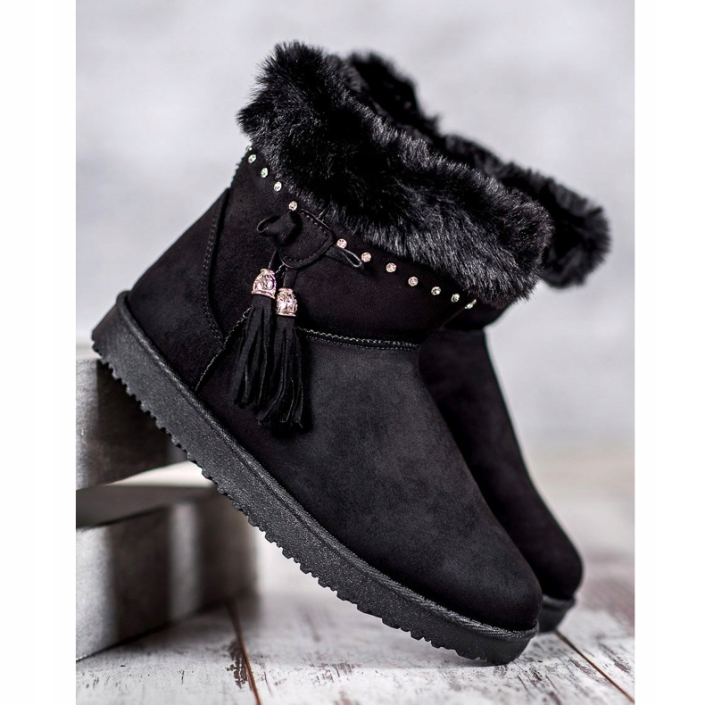 SHELOVET Mukluki Cu Cristale negru 1