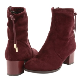 M.Daszyński Cizme din piele de căprioară cu toc înalt Daszyński SA58 roșu multicolor 4