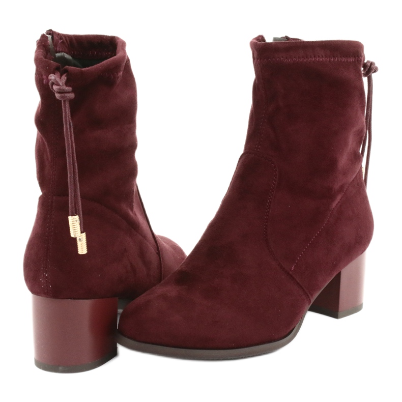 M.Daszyński Cizme din piele de căprioară cu toc înalt Daszyński SA58 roșu multicolor 4