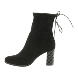 M.Daszyński Botine din piele intoarsa cu toc decorativ Daszyński 154 negru 2