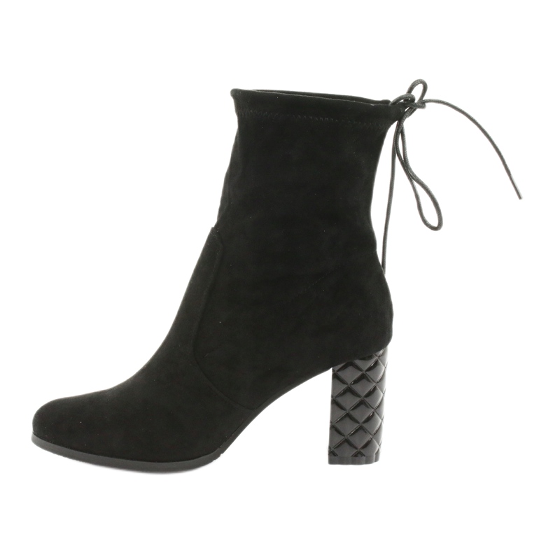 M.Daszyński Botine din piele intoarsa cu toc decorativ Daszyński 154 negru 2