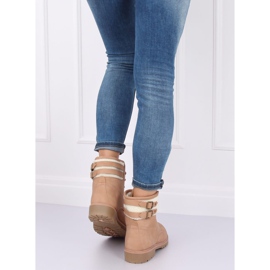 Cizme din lemn pentru femei, bej și roz, 1120-PA Pink 2