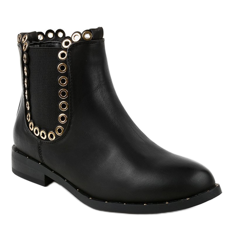 Cizme plate negre cu elastic YY102 negru gri 1