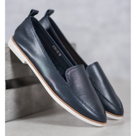 Mazaro Mocasini din piele bleumarin albastru 1