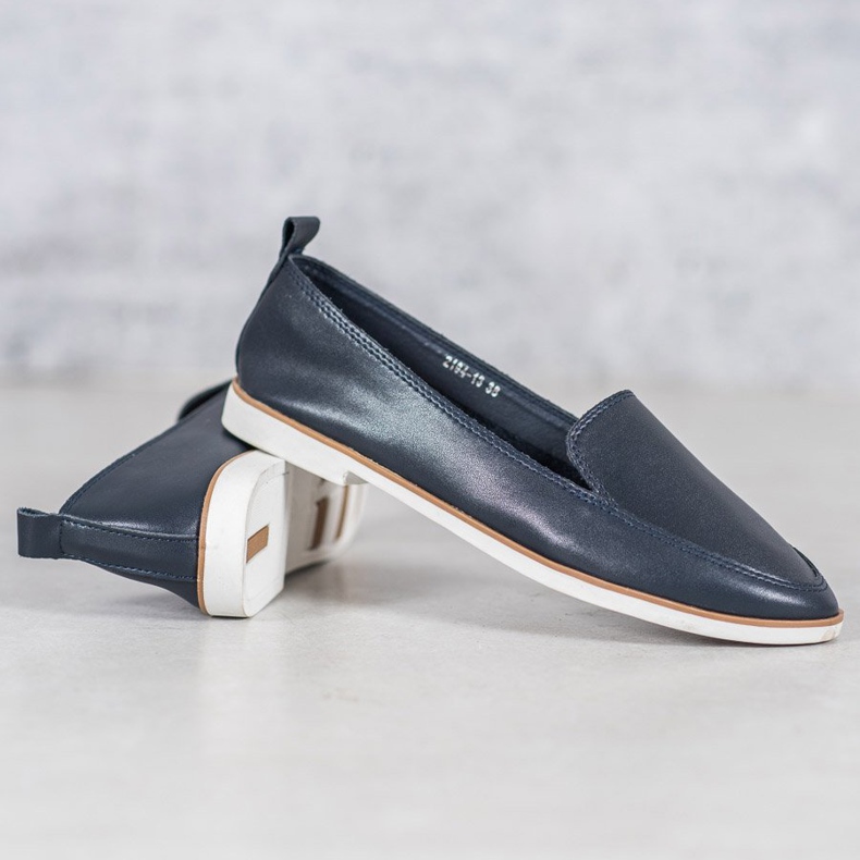 Mazaro Mocasini din piele bleumarin albastru 2