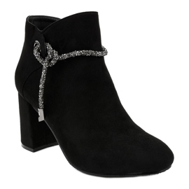 Botine negre din piele de căprioară pe stâlpul 7356-GA negru 1